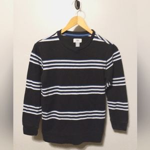 Medium blue sweater with white stripes